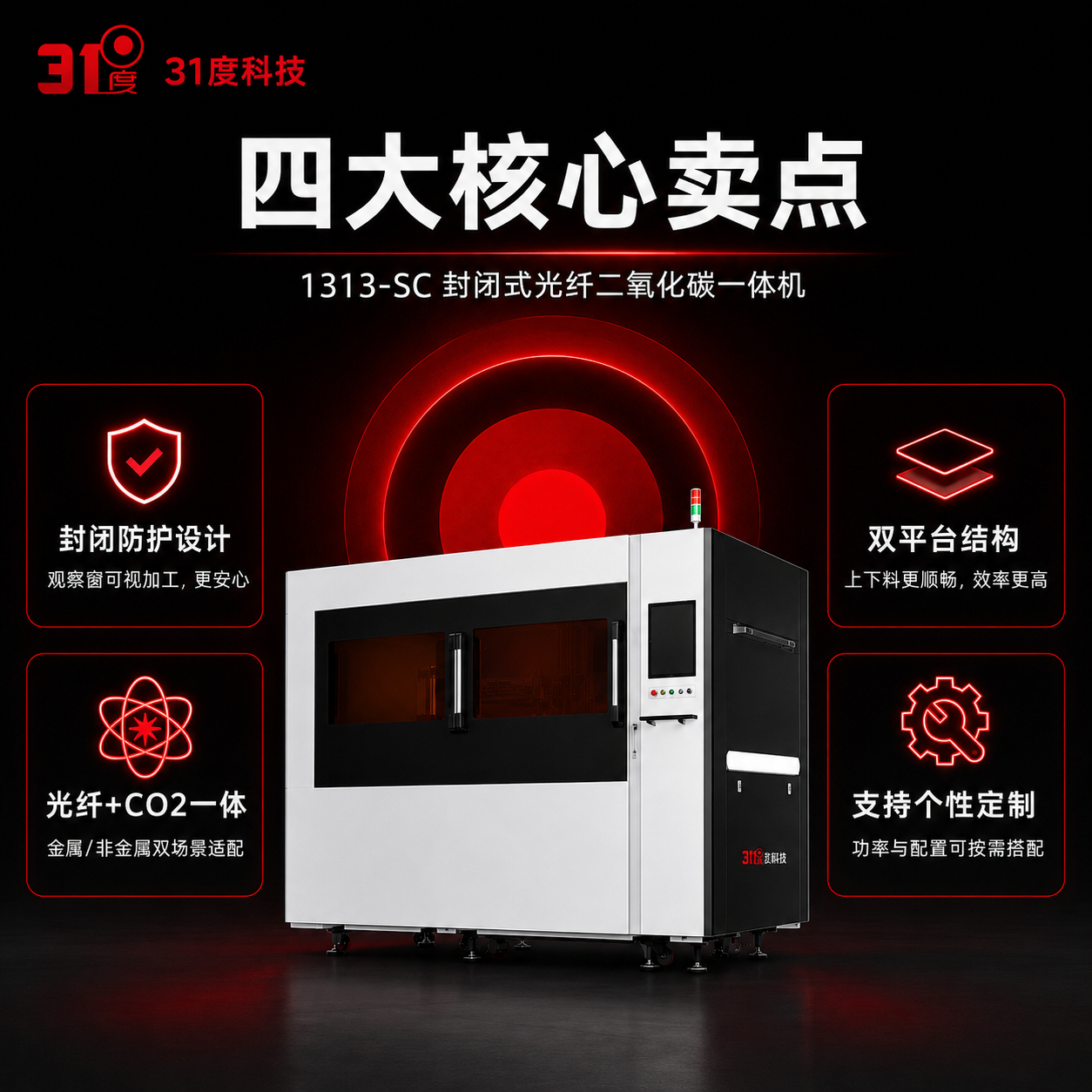 31度1313-SC封闭式光纤二氧化碳一体机 产品图片